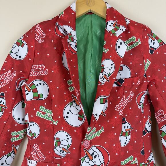 Suitmeister Boys’ M Christmas Blazer – Fun Holiday Party Jacket, Snowman Print - Picture 3 of 13